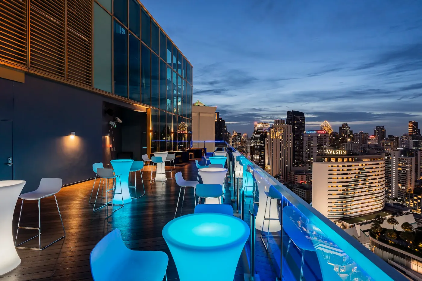 Trans Blue Bar terrace on the 27th floor of Solaria Nishitetsu Hotel Bangkok