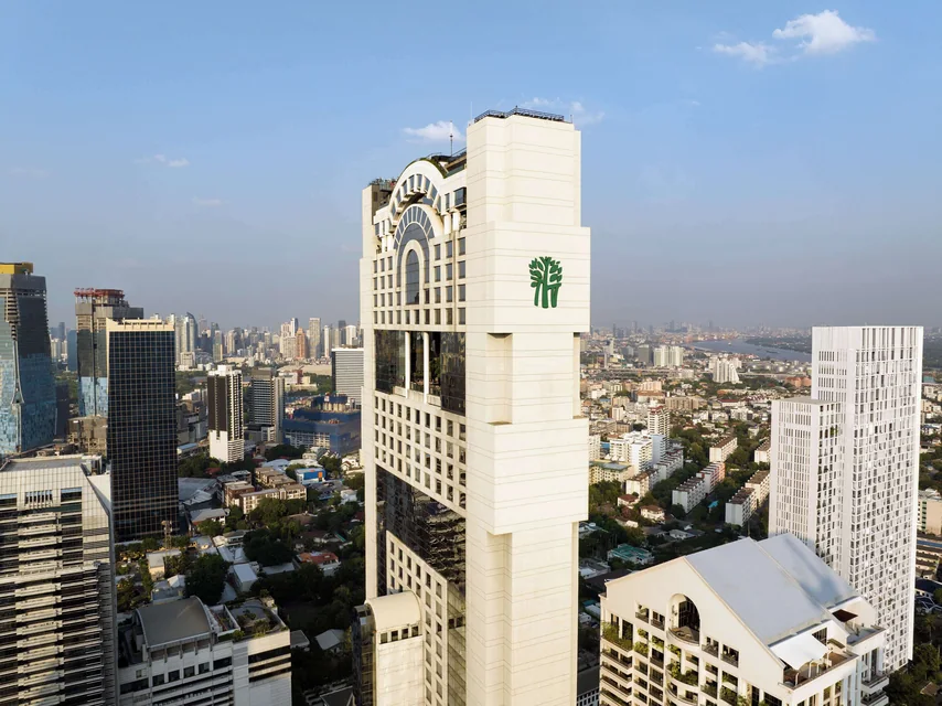 Banyan Tree Bangkok tower on Sathorn Road via Expedia